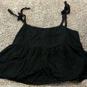 Black tie peplum tank